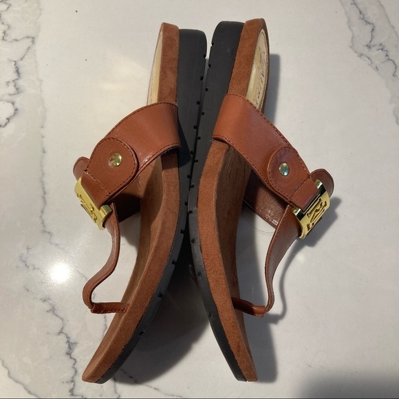 RALPH LAUREN RLR Sz 6 Leather Metal Embellishment Thong Comfort Slide Sandals - Picture 5 of 9